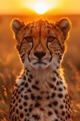 Fototapeta premium Cheetah in the Wild, Focused Stare