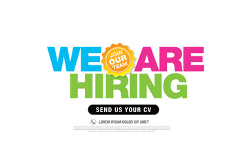 we are hiring banner layout design, vector illustration
