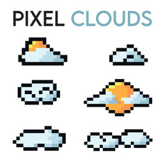 Clouds in Pixel Art Style for videogames, illustrations and icons. Usable by Designers and Artists