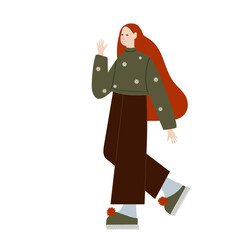 Woman With Long Red Hair Walking