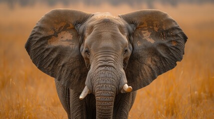 Fototapeta na wymiar Majestic Elephant at Sunset on the African Plains