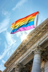 government building with gay flag
