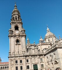 Fototapeta na wymiar Torre del reloj de la Catedral de Santiago de Compostela, Galicia