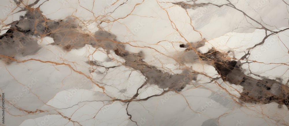Poster capture of a detailed marble slab featuring an intricate black and white pattern