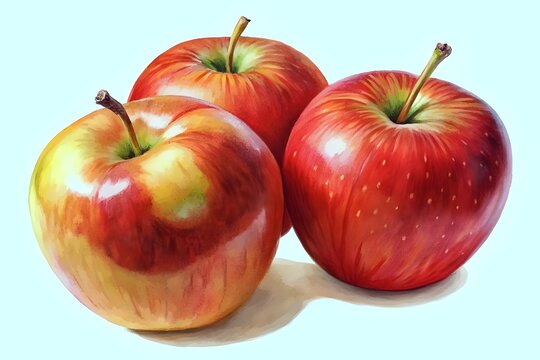 Realistic Illustration of Three Red Apples