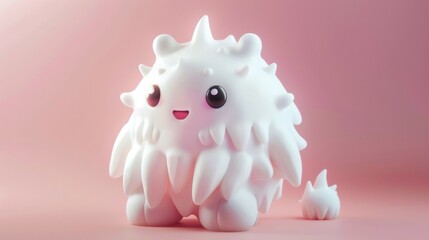 A small white toy with a big smile on it's face - obrazy, fototapety, plakaty