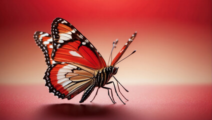 butterfly solid red background
