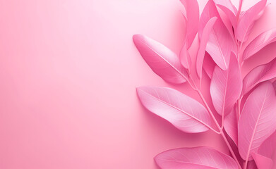 Abstract minimal pink background with pink plant leaves - obrazy, fototapety, plakaty