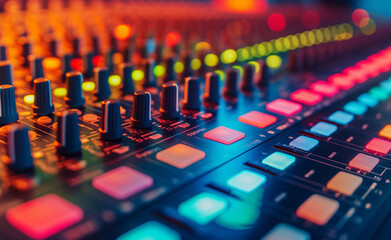 Obraz premium Vibrant Audio Mixing Console