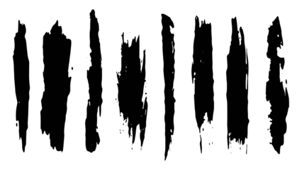 Foto op Plexiglas Set of grunge black paint brush strokes. Brush strokes collection isolated on white background for design. Grunge backdrop, trendy brush stroke for black ink paint. vector illustrator © SappiStudio