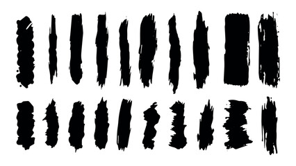 Set of grunge black paint brush strokes. Brush strokes collection isolated on white background for design. Grunge backdrop, trendy brush stroke for black ink paint. vector illustrator - obrazy, fototapety, plakaty