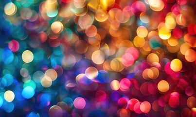 Colorful bokeh lights creating a festive atmosphere, abstract background