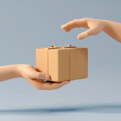Obraz premium cartoon 3D hands hold the parcel 