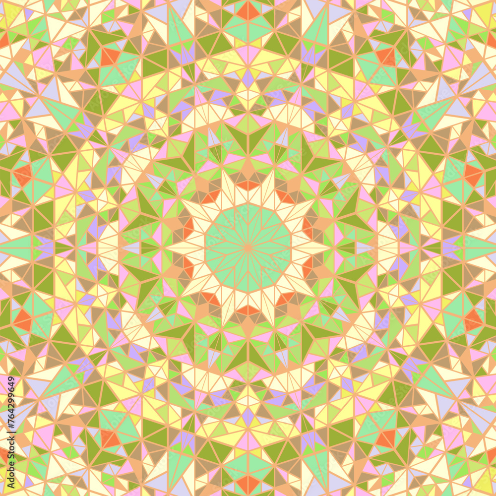 Poster dynamic polygonal abstract colorful tile pattern mosaic mandala background - circular hypnotic vecto