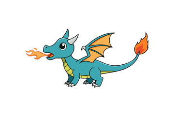 fire spitting dragon vector illustration