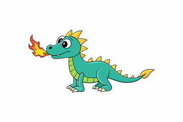fire spitting dragon vector illustration