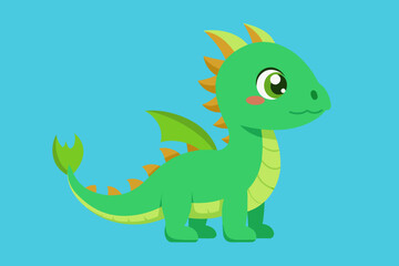 Baby green dragon vector illustration