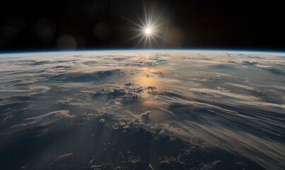 Sunrise Over Earth's Horizon from the International Space Station - obrazy, fototapety, plakaty