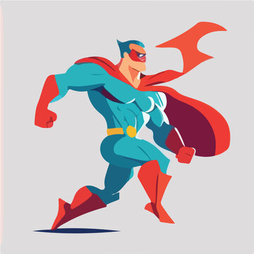 Flatman illustration with superhero pose flat vecto