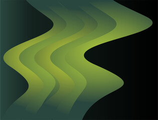composition of curved and abstract plane shapes with green and yellow gradient color tones and green and black gradient background colors for visual design needs