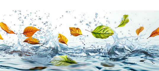 Floating Group of Leaves on Water