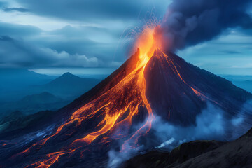 A Volcano Erupts