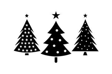 Naklejka na ściany i meble Christmas tree set silhouette vector illustration