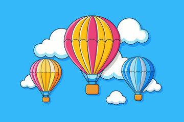 Air balloon in the blue sky vector illustration