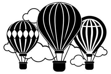 Air balloon in the blue sky silhouette vector illustration