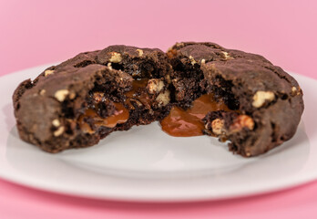 Caramel Stuffed Double Chocolate Gourmet Cookie