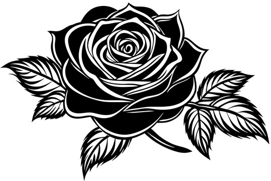 Rose flower silhouette vector art illustration