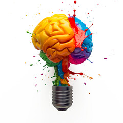 Creative concept of colorful human brain, isolated PNG object - obrazy, fototapety, plakaty