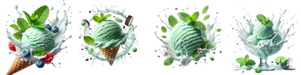 mint ice cream splash isolated png