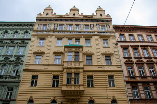 Bohemian architecture of colored buildings in Czech Republic