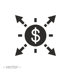 share cash icon, distribution money, diversification marketing, flat symbol on white background - vector illustration eps10