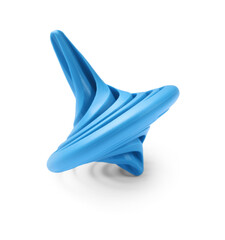 One blue spinning top isolated on white