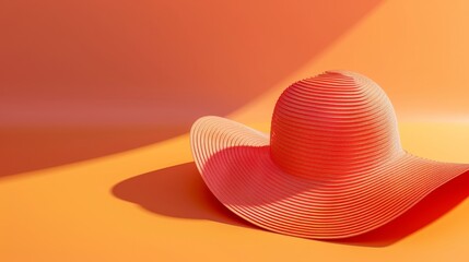 A geometric representation of a sun hat against a solid color background AI generated illustration