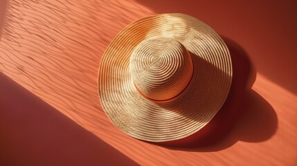 Fototapeta na wymiar A geometric representation of a sun hat against a solid color background AI generated illustration