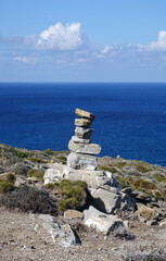 Fototapeta na wymiar Steinmaennchen auf Prasonisi bei Rhodos