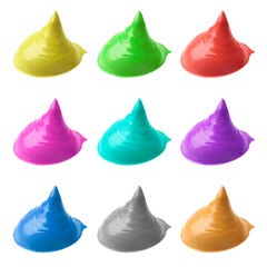Paint blobs of different colors on white background, set