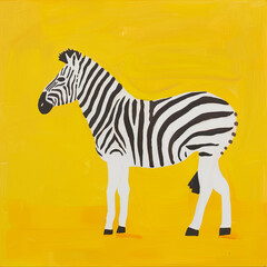 Funny card for birthday. Portrait of zebra on bright background. Square frame - 764309006
