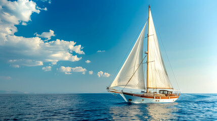 Elegant sailboat cruising on serene sea