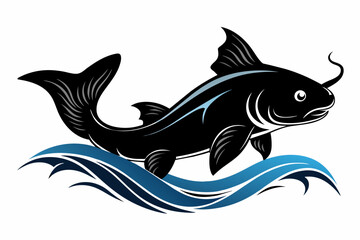 catfish silhouette black vector illustration artwork