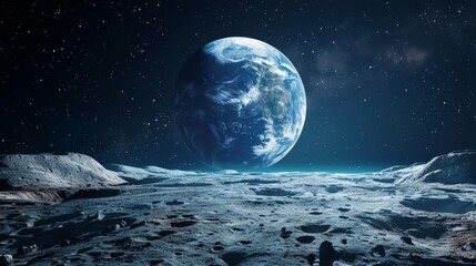 A serene view of Earth from the perspective of the moon  AI generated illustration