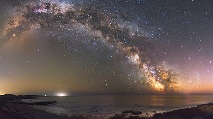 A serene view of the Milky Way galaxy stretching across the horizon AI generated illustration