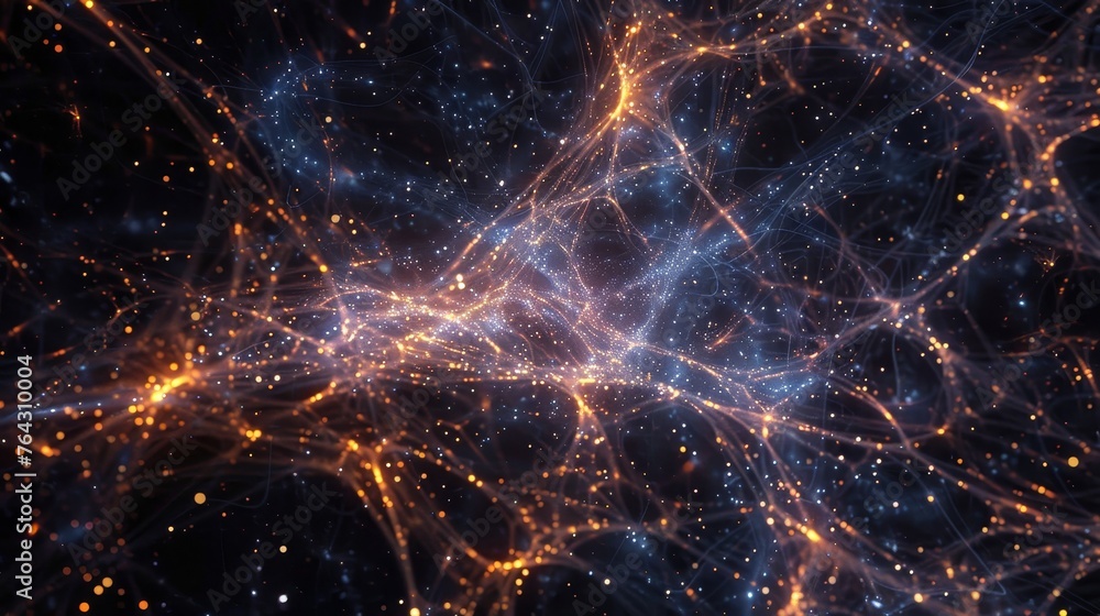 Poster a simple representation of the cosmic web structure of the universe ai generated illustration