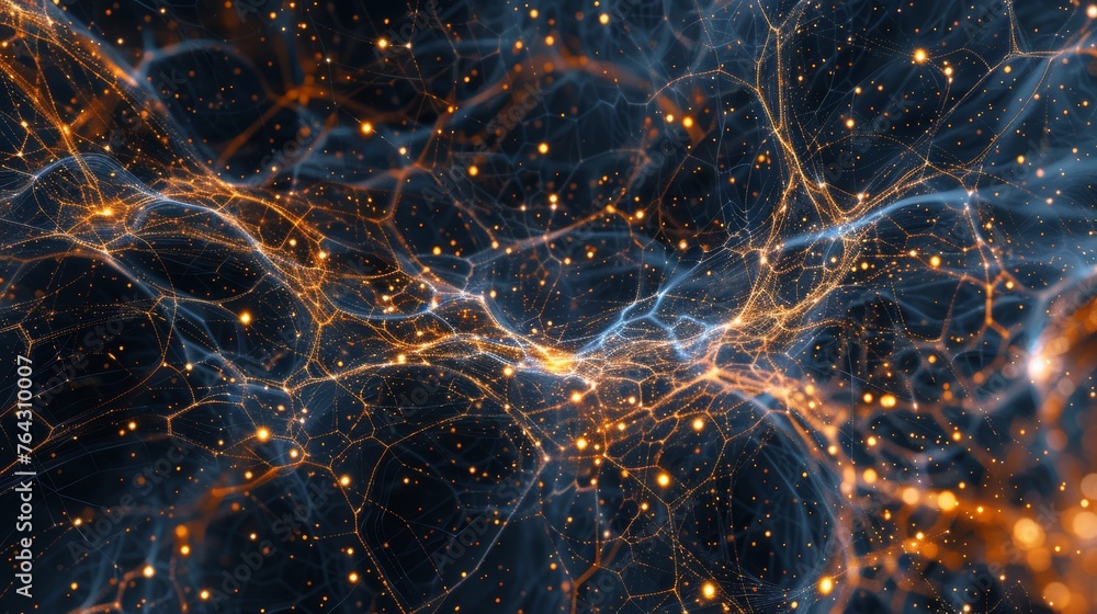 Poster a simple representation of the cosmic web structure of the universe ai generated illustration