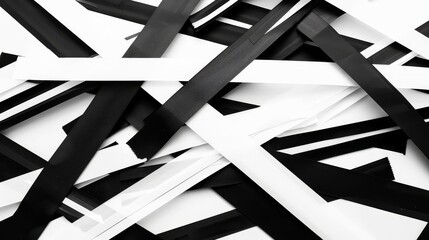 a black and white photo of a bunch of black and white pieces of paper that have been cut in half.