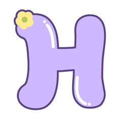Cute purple Alphabet Letter H