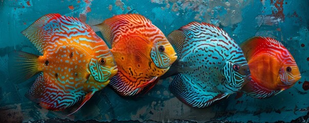 Marine exotic bright colored fish background.
